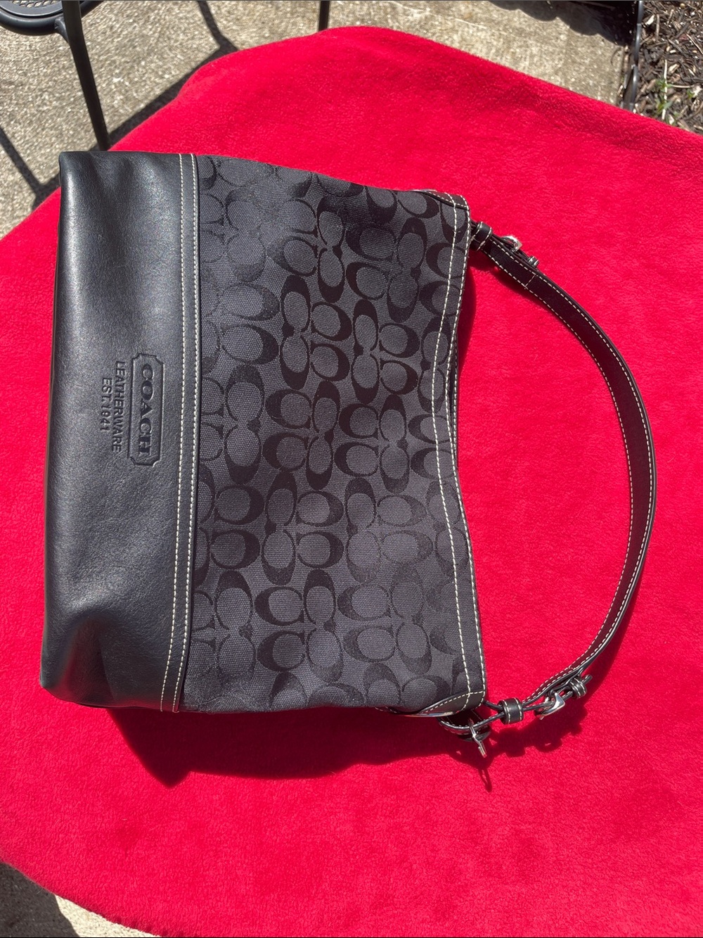 Coach Black Signature Shoulder Bag. #E061 w/original dust bag. New Condition